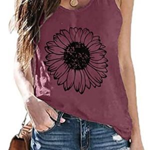 Jorlyen Sunflower Graphic Womens Funny Graphic Sleeveless Shirt Summer  Tank Top